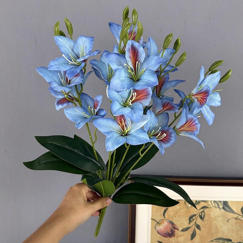 Artificial Bauhinia Bush, 20 Blooms, 19" Tall, Silk Flowers for Home Decor, Wedding Arrangements, Hotel Displays