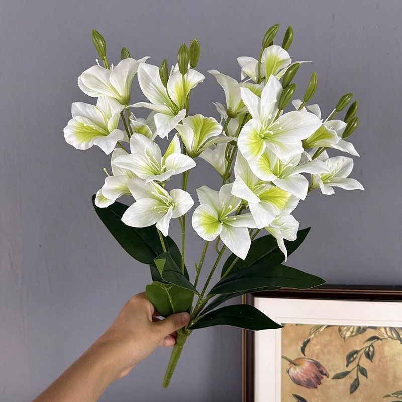 Artificial Bauhinia Bush, 20 Blooms, 19" Tall, Silk Flowers for Home Decor, Wedding Arrangements, Hotel Displays