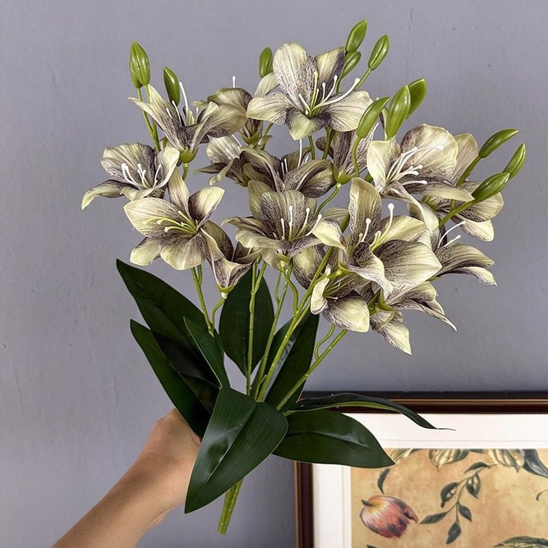 Artificial Bauhinia Bush, 20 Blooms, 19" Tall, Silk Flowers for Home Decor, Wedding Arrangements, Hotel Displays