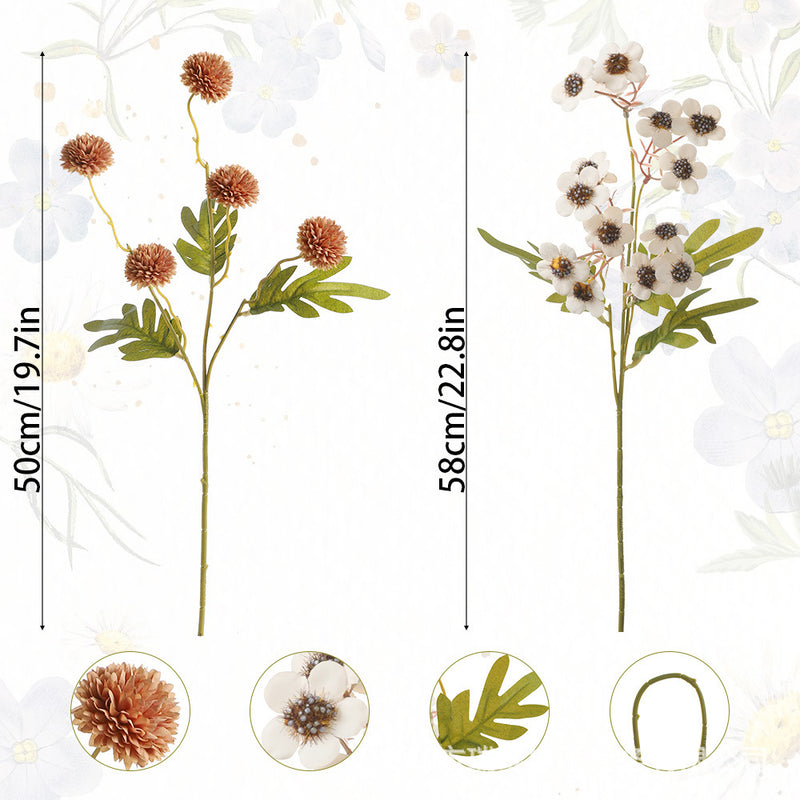 Artificial Dandelion and Plum Blossom Bouquet, 23" Height, Silk Flowers, Perfect for Home Decor, Weddings, and Events