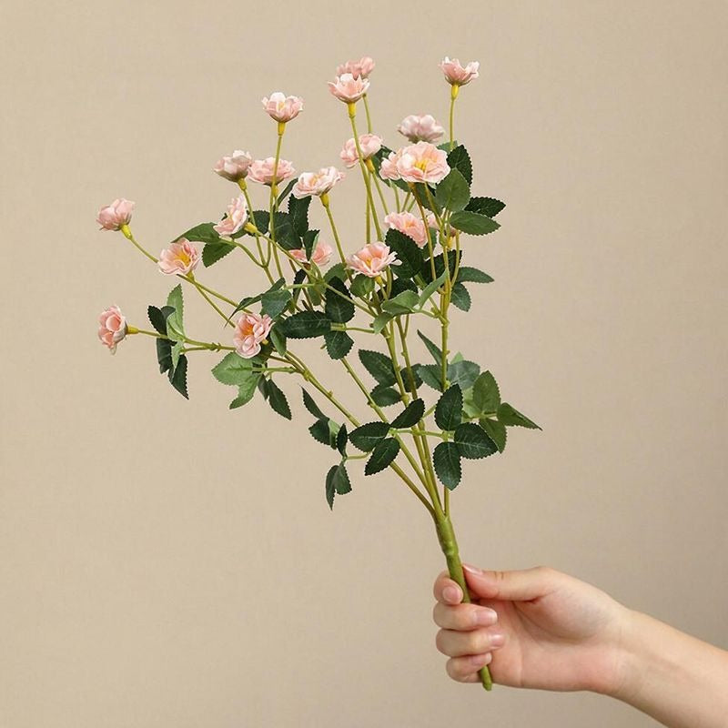 Artificial Silk Rose Bush, 15" Realistic Floral Arrangement for Weddings, Home Decor & Events, Bulk Wholesale Available