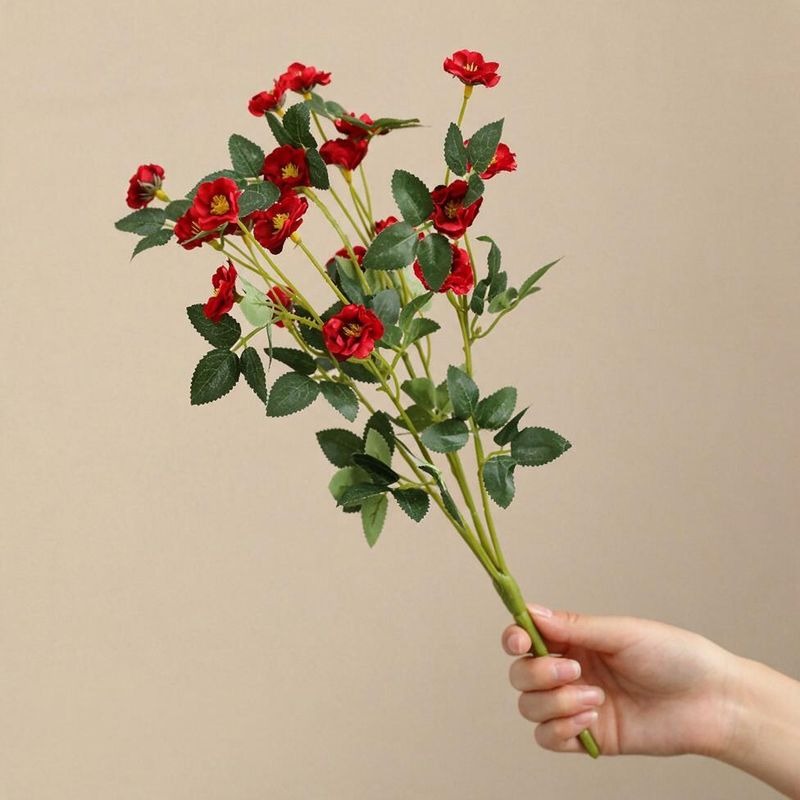 Artificial Silk Rose Bush, 15" Realistic Floral Arrangement for Weddings, Home Decor & Events, Bulk Wholesale Available