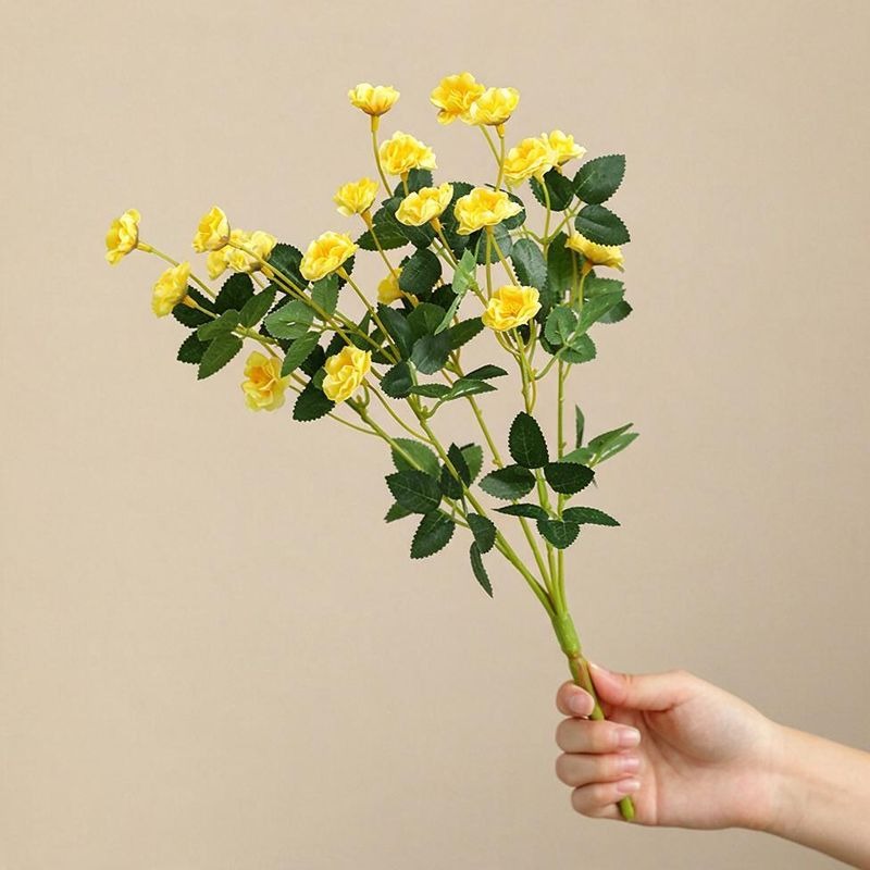 Artificial Silk Rose Bush, 15" Realistic Floral Arrangement for Weddings, Home Decor & Events, Bulk Wholesale Available