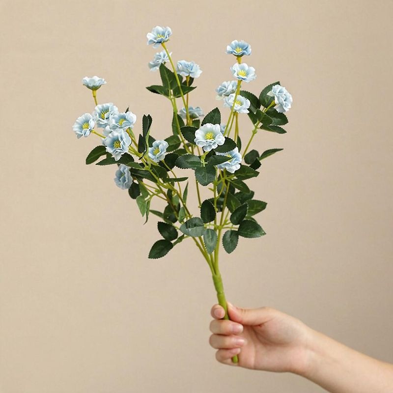 Artificial Silk Rose Bush, 15" Realistic Floral Arrangement for Weddings, Home Decor & Events, Bulk Wholesale Available
