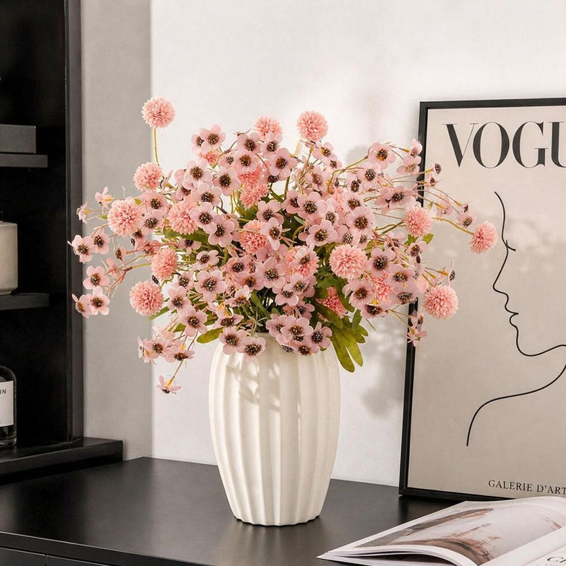 Artificial Dandelion and Plum Blossom Bouquet, 23" Height, Silk Flowers, Perfect for Home Decor, Weddings, and Events