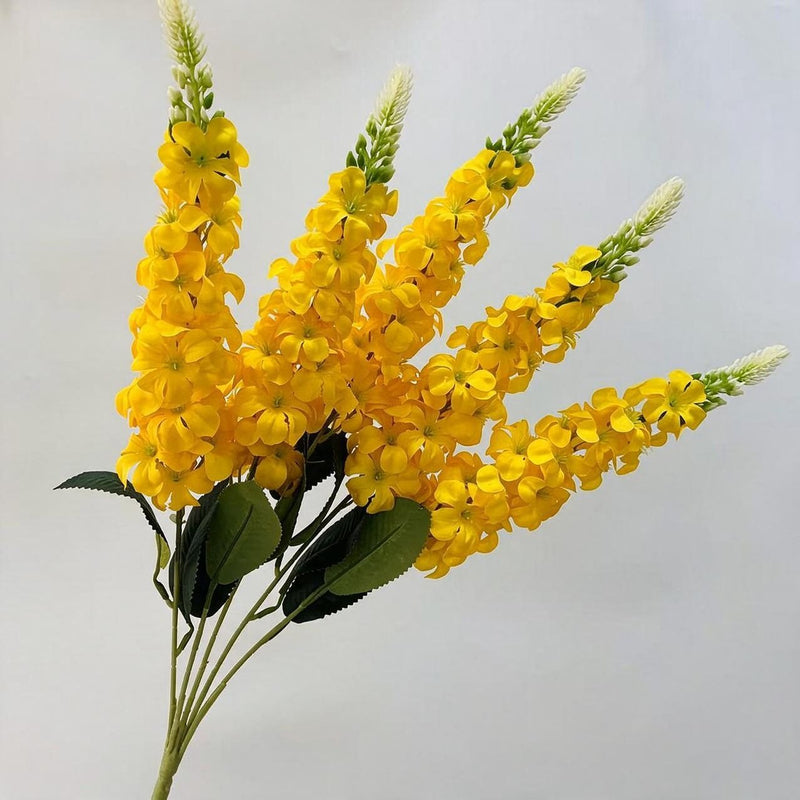 Artificial Golden Grass Delphinium Hyacinth Violet Bouquet, 22" Tall, Silk Flowers for Wedding Decor, Home & Event Styling