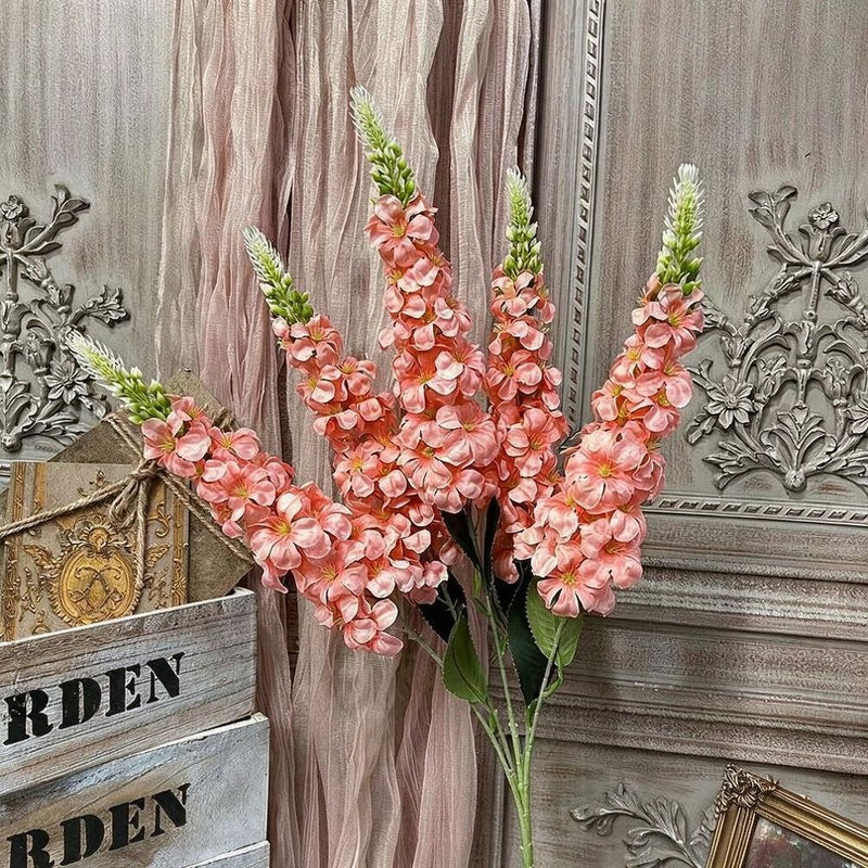 Artificial Golden Grass Delphinium Hyacinth Violet Bouquet, 22" Tall, Silk Flowers for Wedding Decor, Home & Event Styling