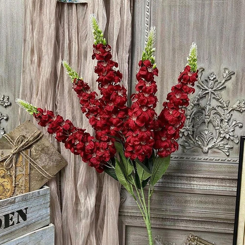 Artificial Golden Grass Delphinium Hyacinth Violet Bouquet, 22" Tall, Silk Flowers for Wedding Decor, Home & Event Styling