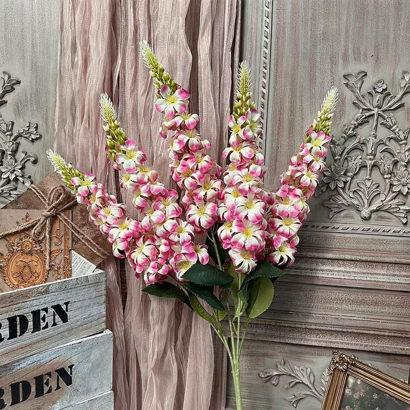 Artificial Golden Grass Delphinium Hyacinth Violet Bouquet, 22" Tall, Silk Flowers for Wedding Decor, Home & Event Styling