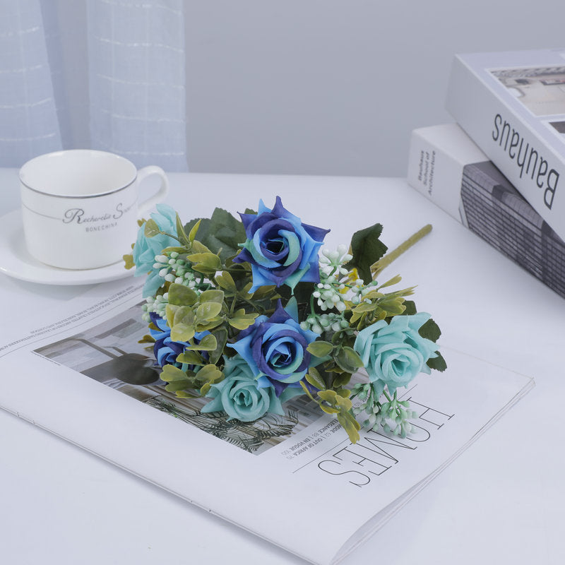 Mixed Rose Bush, 20" Tall, Silk Artificial Flowers, 5 Blooms, Perfect for Weddings, Home Decor, and Events