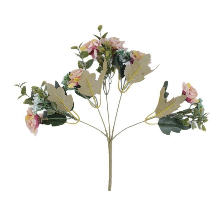 Mixed Rose Bush, 20" Tall, Silk Artificial Flowers, 5 Blooms, Perfect for Weddings, Home Decor, and Events