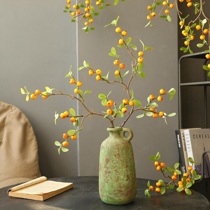 Artificial Mini Apple Bouquet, 18 Stems, 25" Tall, Silk, Red/Yellow, Rustic Floral Arrangement for Home, Wedding, Event Decor
