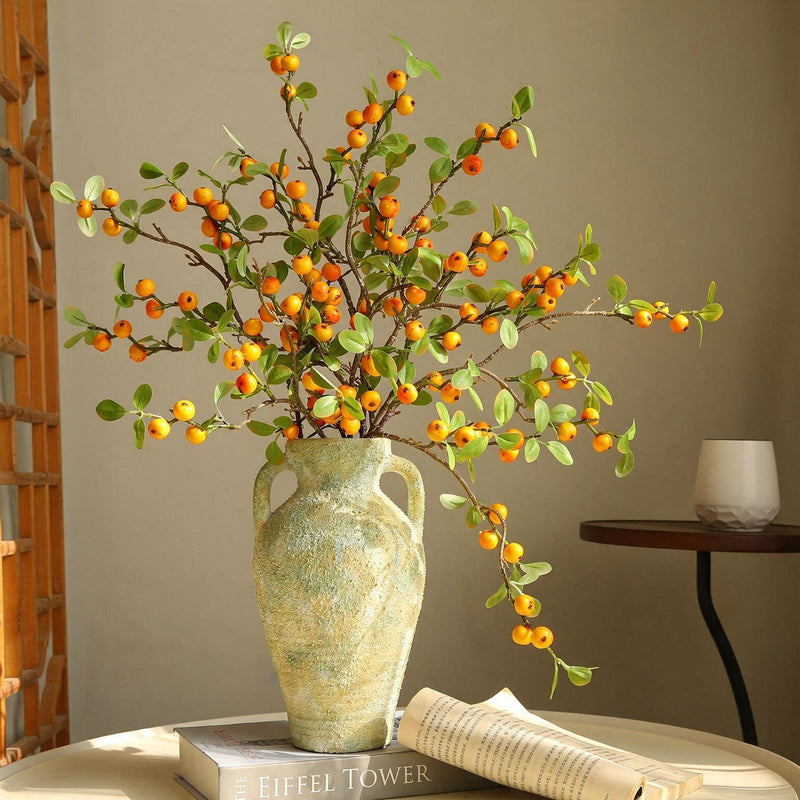 Artificial Mini Apple Bouquet, 18 Stems, 25" Tall, Silk, Red/Yellow, Rustic Floral Arrangement for Home, Wedding, Event Decor