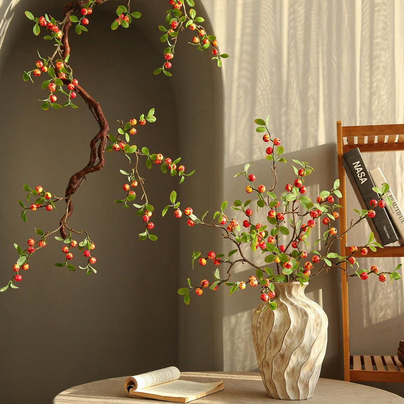 Artificial Mini Apple Bouquet, 18 Stems, 25" Tall, Silk, Red/Yellow, Rustic Floral Arrangement for Home, Wedding, Event Decor