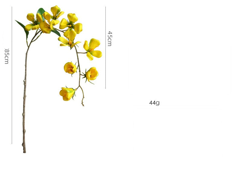 Artificial Dogwood Flower Stem, Single Stem with 9 Blooms, 33" Tall, Silk Floral Arrangement for Home Decor, Wedding, Events - Yellow, Pink, White