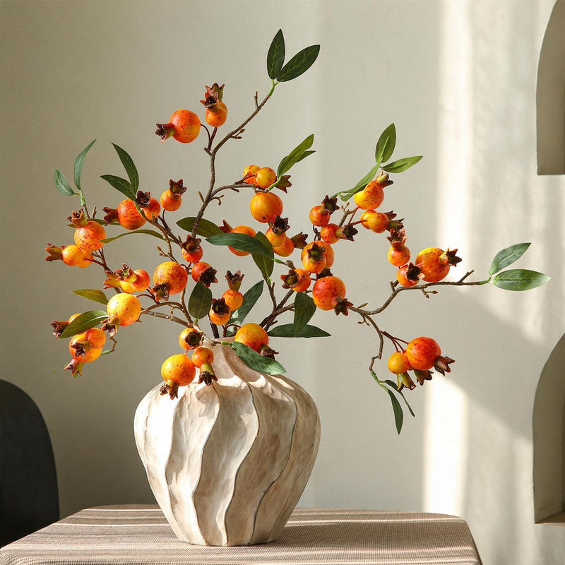 Artificial Pomegranate Bouquet, 15 Stems 4" Blooms, 39" Tall Faux Silk Flowers for Home Decor, Wedding Centerpieces, Floral Arrangements