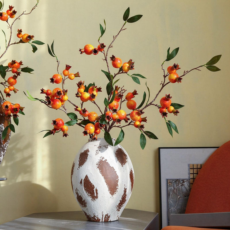 Artificial Pomegranate Bouquet, 15 Stems 4" Blooms, 39" Tall Faux Silk Flowers for Home Decor, Wedding Centerpieces, Floral Arrangements