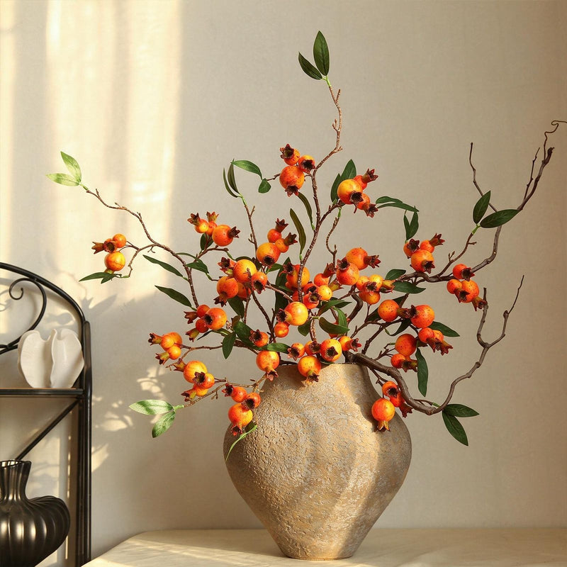 Artificial Pomegranate Bouquet, 15 Stems 4" Blooms, 39" Tall Faux Silk Flowers for Home Decor, Wedding Centerpieces, Floral Arrangements