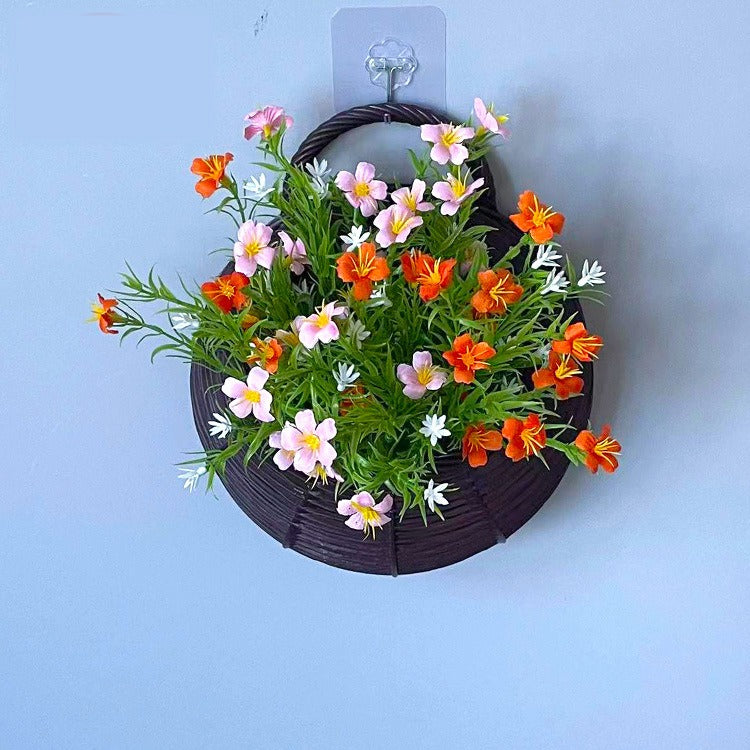 Artificial Baby's Breath Wall Hanging Basket, 10" White Gypsophila Flower Nest Decor, Nordic Style Home & Wedding Decor