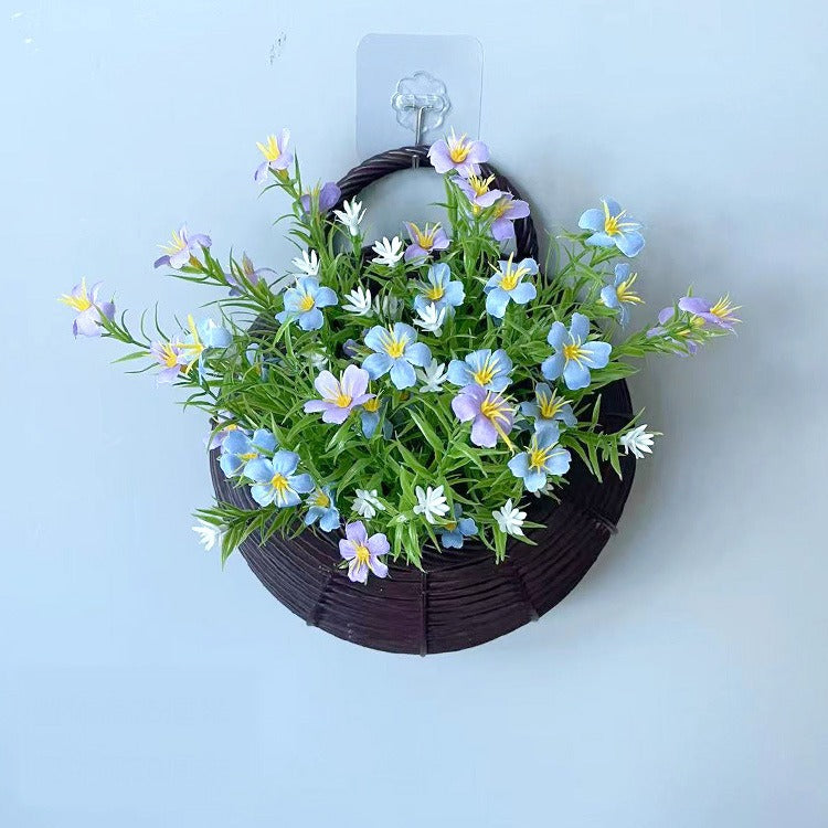 Artificial Baby's Breath Wall Hanging Basket, 10" White Gypsophila Flower Nest Decor, Nordic Style Home & Wedding Decor