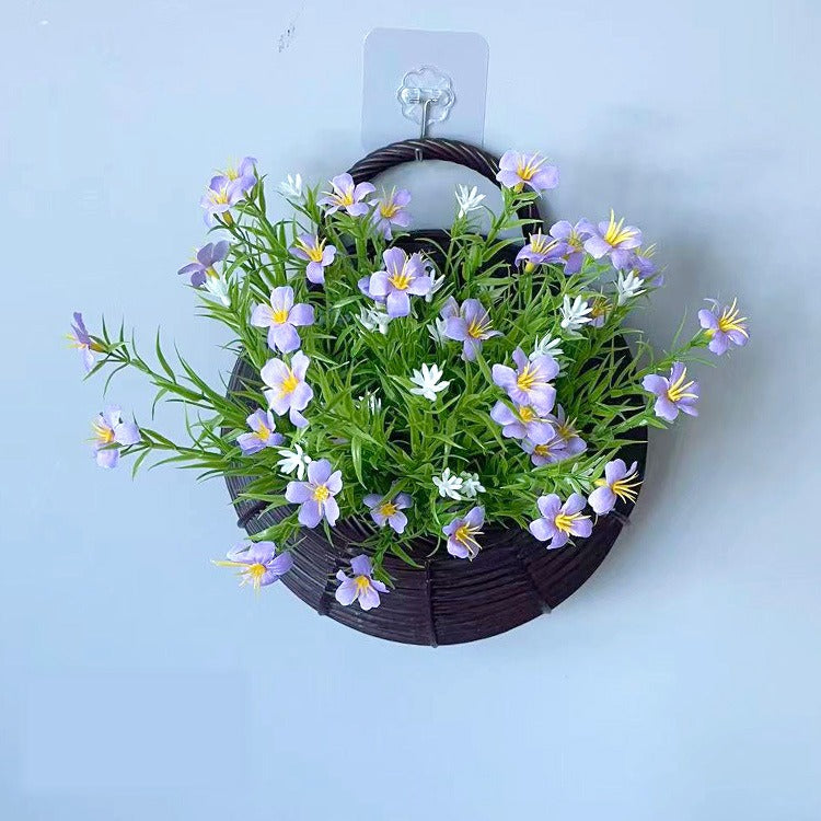 Artificial Baby's Breath Wall Hanging Basket, 10" White Gypsophila Flower Nest Decor, Nordic Style Home & Wedding Decor