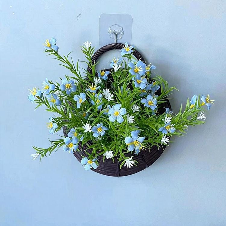 Artificial Baby's Breath Wall Hanging Basket, 10" White Gypsophila Flower Nest Decor, Nordic Style Home & Wedding Decor