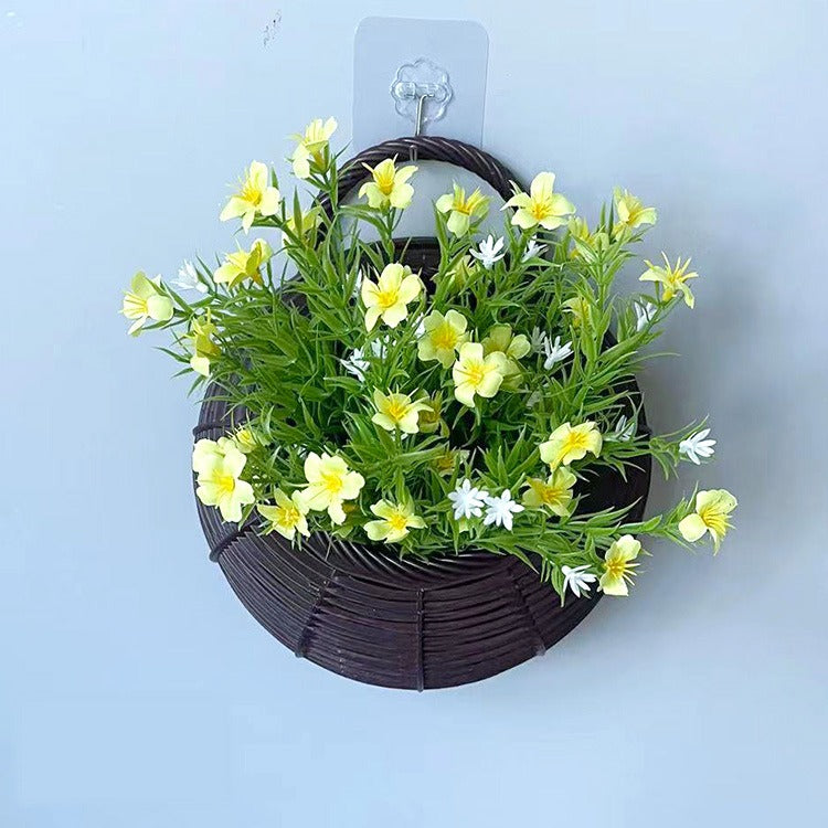 Artificial Baby's Breath Wall Hanging Basket, 10" White Gypsophila Flower Nest Decor, Nordic Style Home & Wedding Decor
