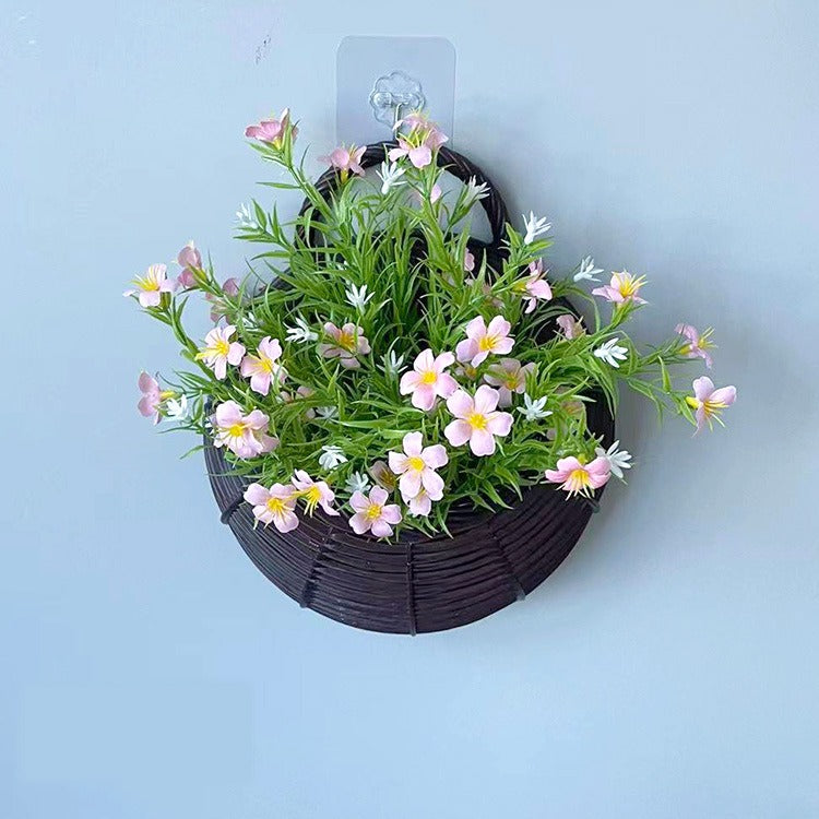 Artificial Baby's Breath Wall Hanging Basket, 10" White Gypsophila Flower Nest Decor, Nordic Style Home & Wedding Decor