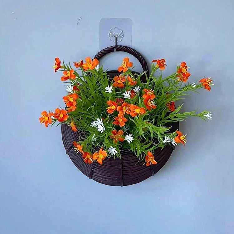 Artificial Baby's Breath Wall Hanging Basket, 10" White Gypsophila Flower Nest Decor, Nordic Style Home & Wedding Decor