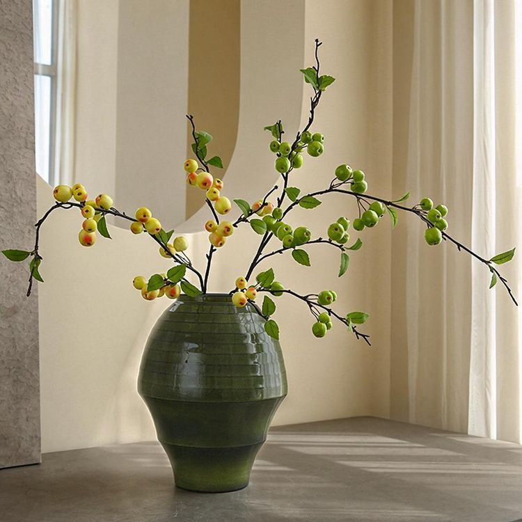 Artificial Crabapple Stem with 36 Blooms, 41" Long Single Branch Faux Silk Floral, Rustic Decor for Home Wedding Centerpiece