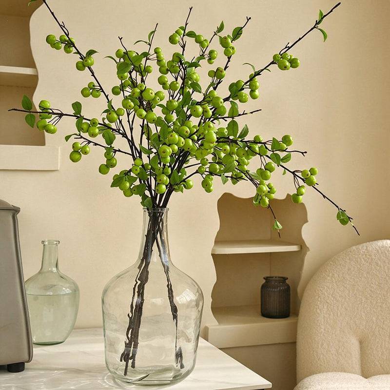 Artificial Crabapple Stem with 36 Blooms, 41" Long Single Branch Faux Silk Floral, Rustic Decor for Home Wedding Centerpiece
