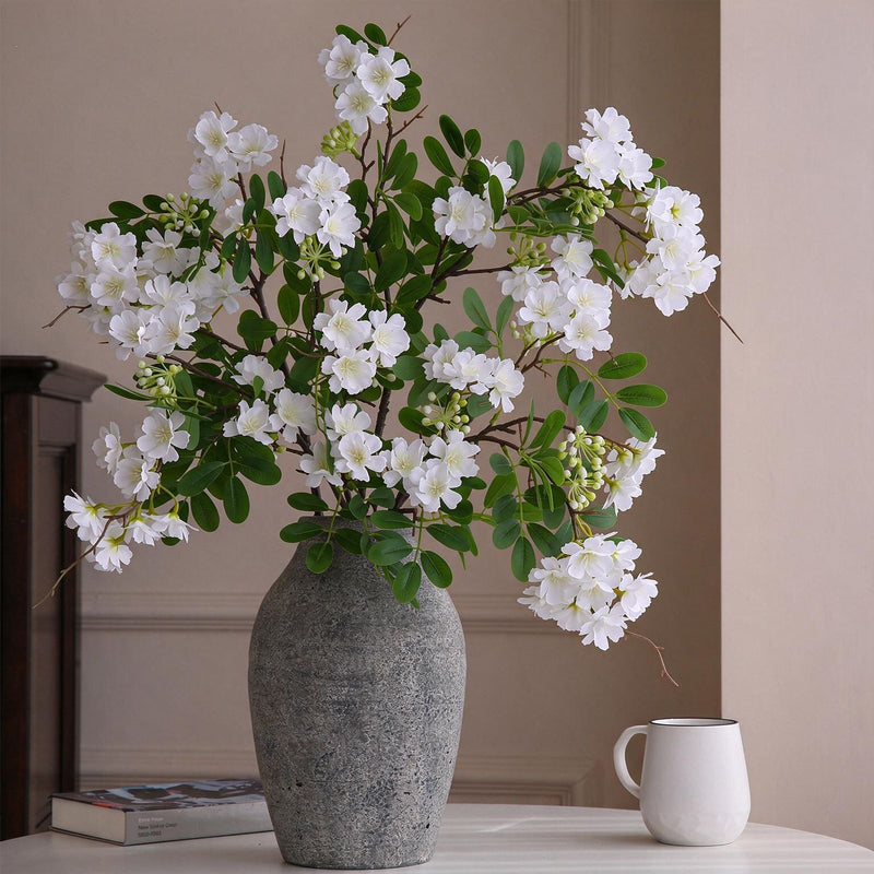 Single Stem Artificial Michelia Flower, 29" Tall, Silk Material, Modern Home & Commercial Decor, White & Pink Options