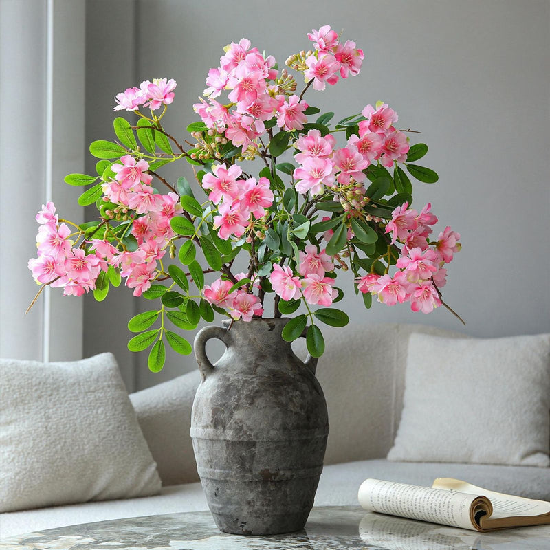 Single Stem Artificial Michelia Flower, 29" Tall, Silk Material, Modern Home & Commercial Decor, White & Pink Options