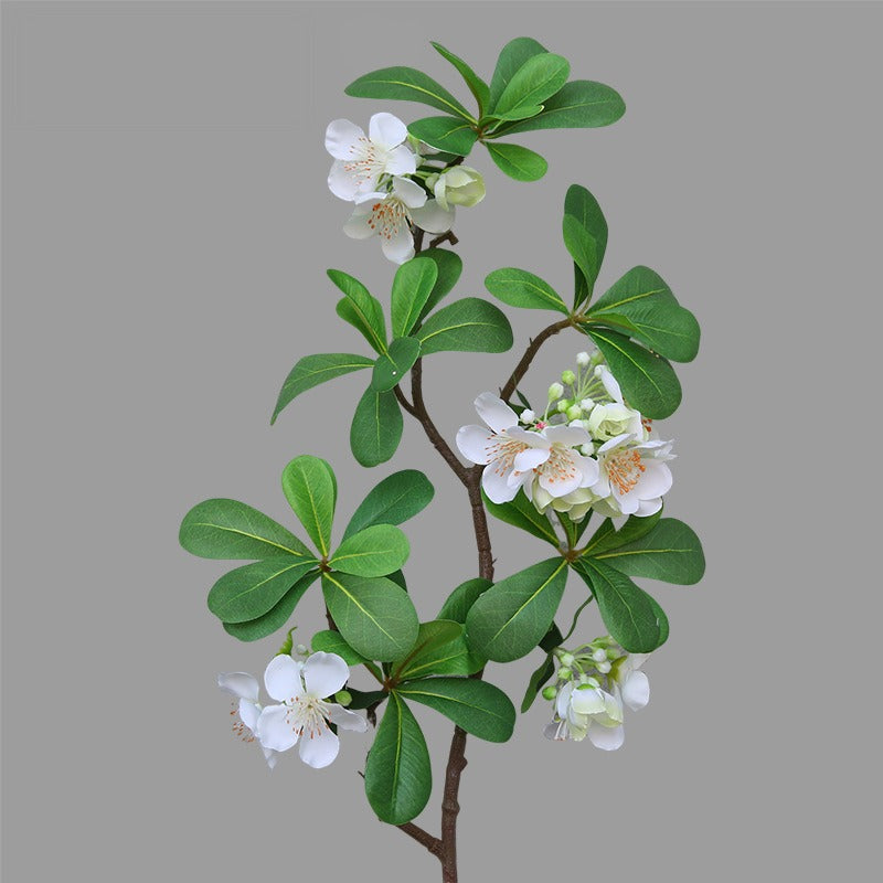 Artificial Pittosporum Flower Stem, Single Stem with 15 Blooms, 31" Tall, Silk Material, White or Purple, Modern Decor for Home, Wedding, or Commercial Spaces