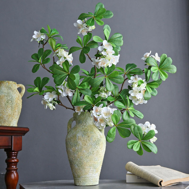 Artificial Pittosporum Flower Stem, Single Stem with 15 Blooms, 31" Tall, Silk Material, White or Purple, Modern Decor for Home, Wedding, or Commercial Spaces