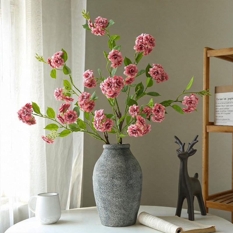 Artificial Camellia Silk Flower, 34" Single Stem with 17 Blooms, Perfect for Home Decor, Weddings, and Events, Available in White, Pink, Purple, and Rose