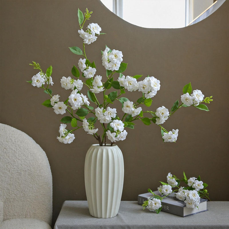 Artificial Camellia Silk Flower, 34" Single Stem with 17 Blooms, Perfect for Home Decor, Weddings, and Events, Available in White, Pink, Purple, and Rose