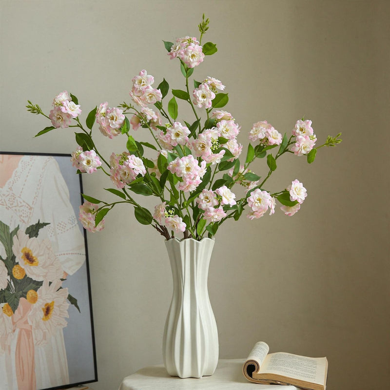 Artificial Camellia Silk Flower, 34" Single Stem with 17 Blooms, Perfect for Home Decor, Weddings, and Events, Available in White, Pink, Purple, and Rose