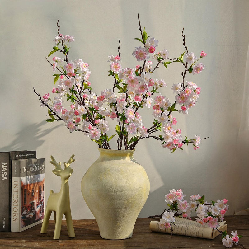 Single Stem Cherry Blossom Artificial Flower, Modern Elegant Silk Floral Decoration for Home, Wedding, and Commercial Spaces, 36"