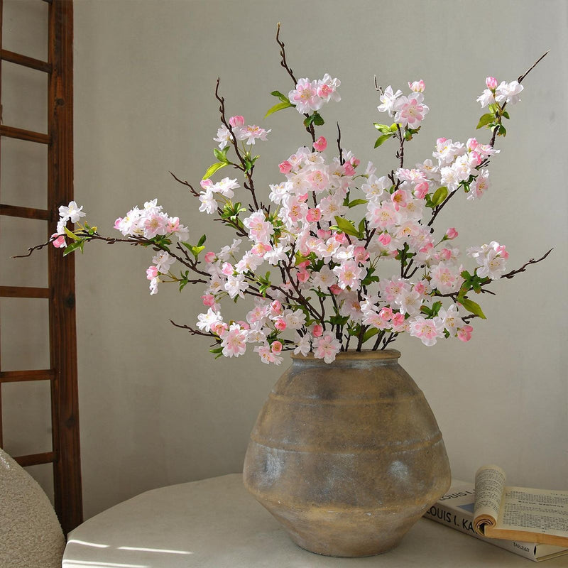 Single Stem Cherry Blossom Artificial Flower, Modern Elegant Silk Floral Decoration for Home, Wedding, and Commercial Spaces, 36"