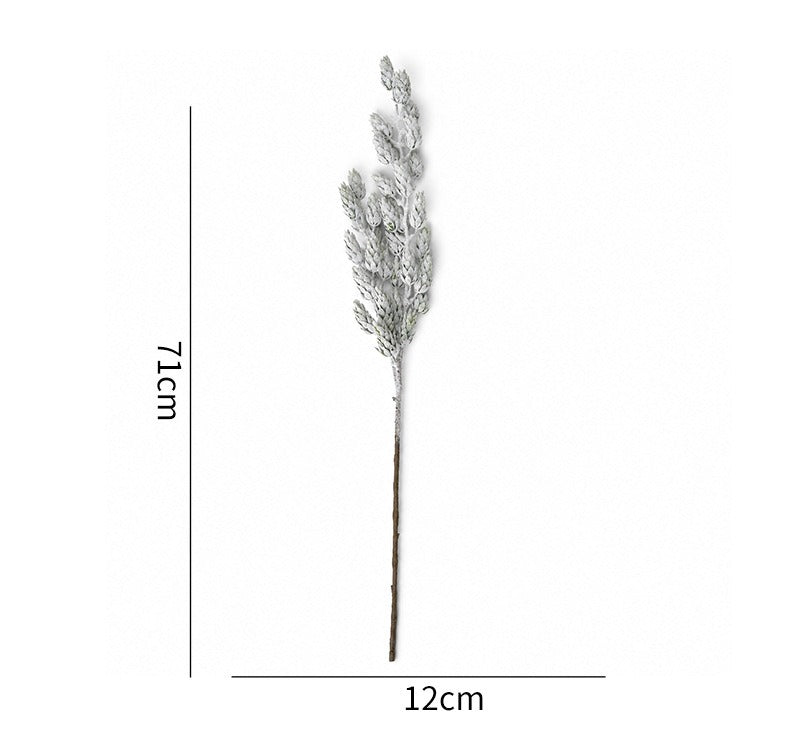 Artificial Frosted Pine Branch, 28" Single Stem, Realistic Christmas Decor, Wedding & Holiday Arrangements, Indoor Decor