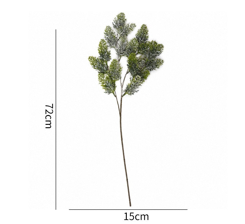 Artificial Frosted Pine Branch, 28" Single Stem, Realistic Christmas Decor, Wedding & Holiday Arrangements, Indoor Decor