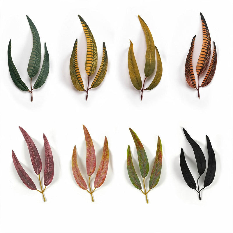 Set of 10 Artificial Feather Fern Leaves, 9" Realistic Faux Greenery Stems for DIY Floral Arrangements, Weddings, Home & Event Decor