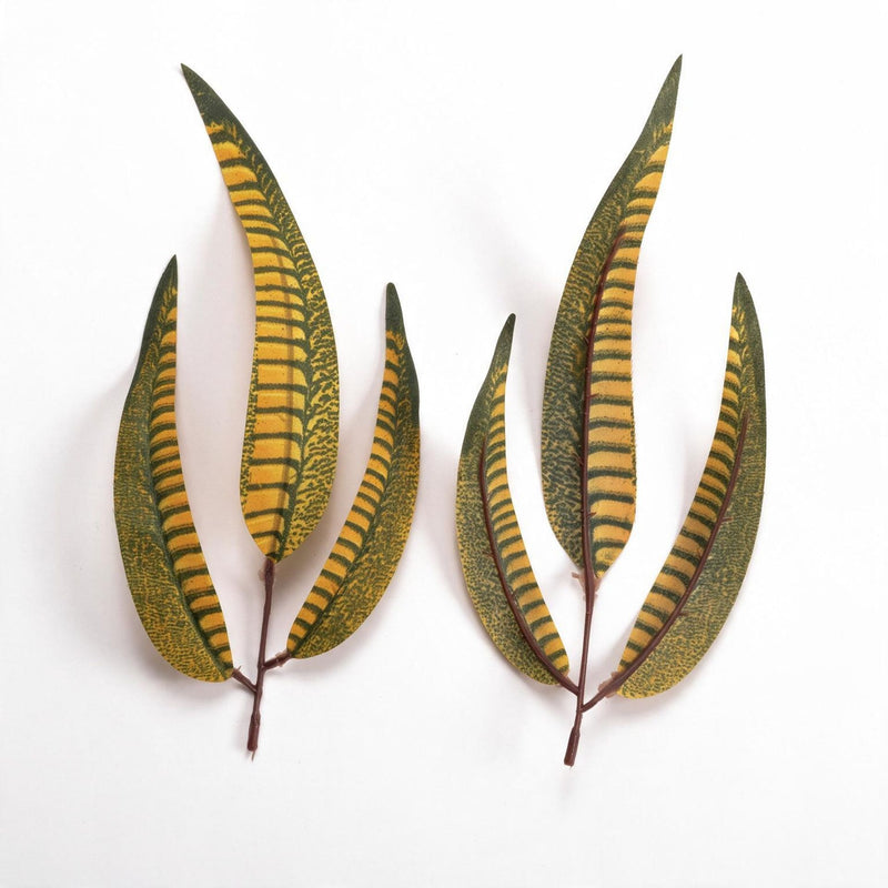 Set of 10 Artificial Feather Fern Leaves, 9" Realistic Faux Greenery Stems for DIY Floral Arrangements, Weddings, Home & Event Decor