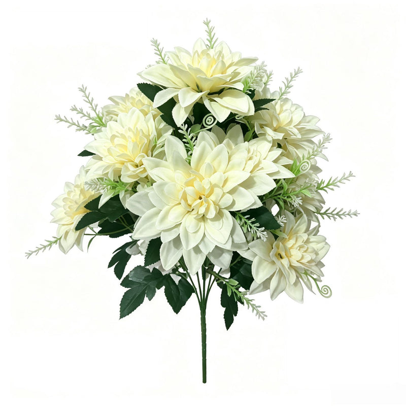 Artificial Daisy Chrysanthemum Bush with 12 Blooms, 15 Inches, Silk-Like Fabric, for Weddings, Home Decor, and Events