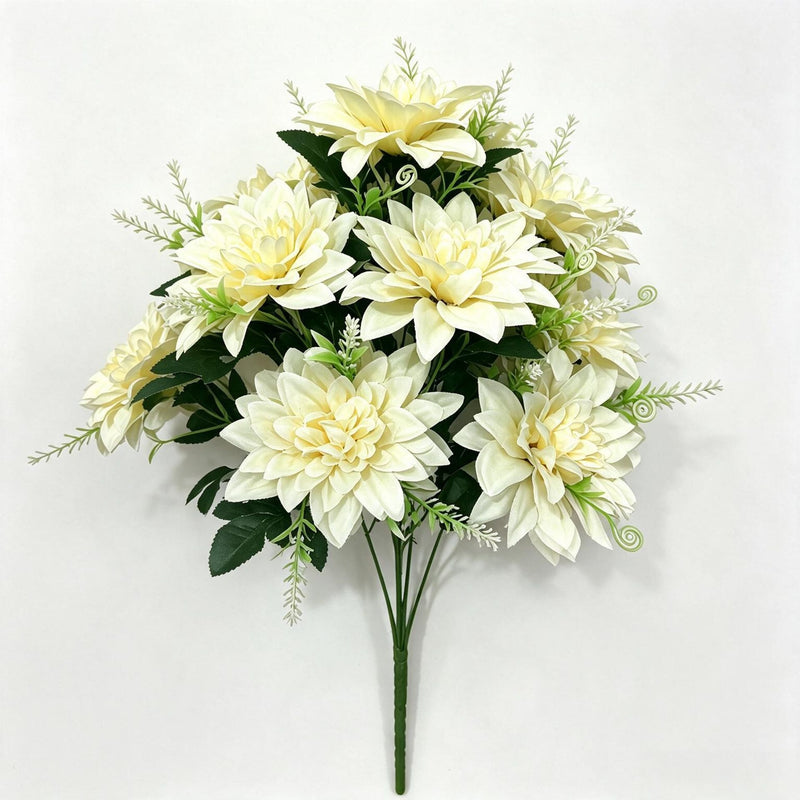 Artificial Daisy Chrysanthemum Bush with 12 Blooms, 15 Inches, Silk-Like Fabric, for Weddings, Home Decor, and Events