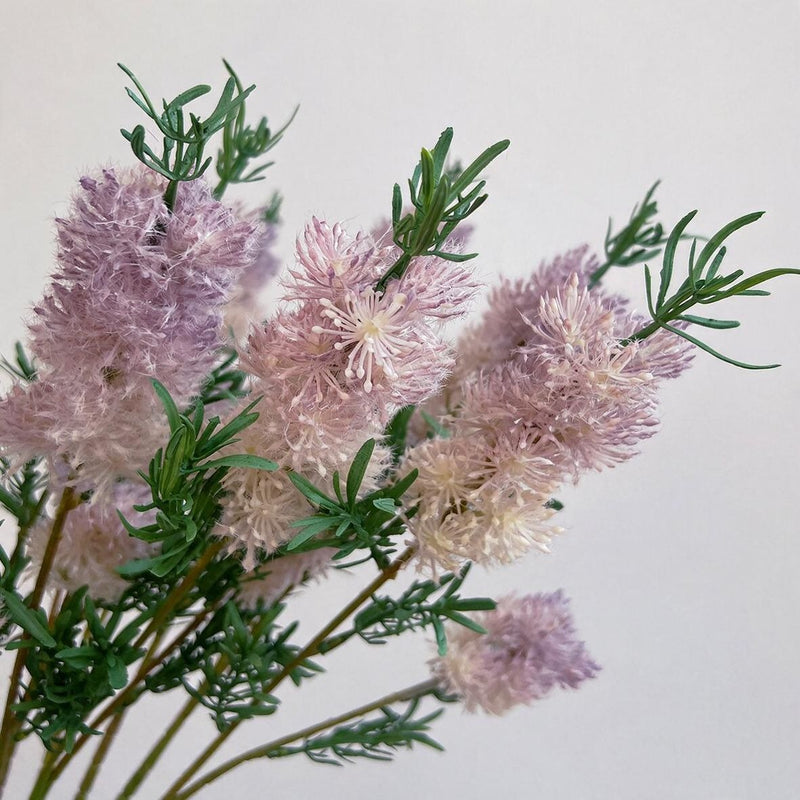 Fluffy Faux Wildflower Single Stem with Leaves, 28" Tall, Retro Style for Wedding Decor & Home Styling