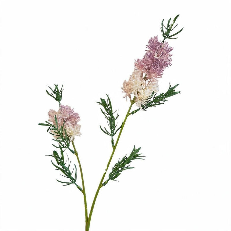 Fluffy Faux Wildflower Single Stem with Leaves, 28" Tall, Retro Style for Wedding Decor & Home Styling