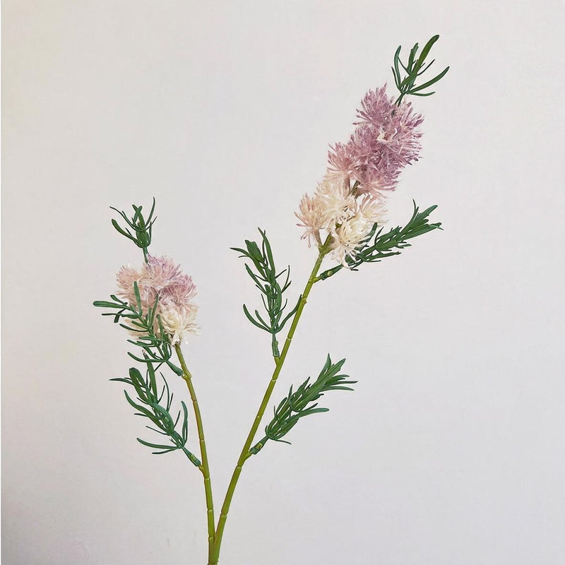Fluffy Faux Wildflower Single Stem with Leaves, 28" Tall, Retro Style for Wedding Decor & Home Styling