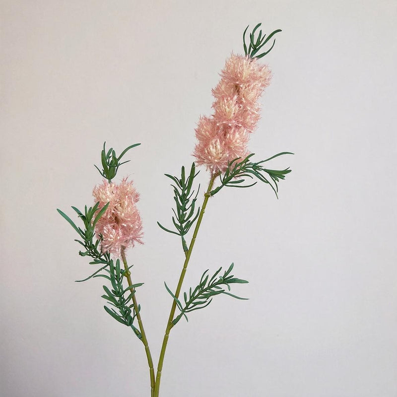 Fluffy Faux Wildflower Single Stem with Leaves, 28" Tall, Retro Style for Wedding Decor & Home Styling